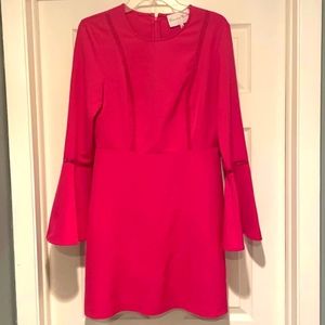 Pink mini dress with bell sleeves
